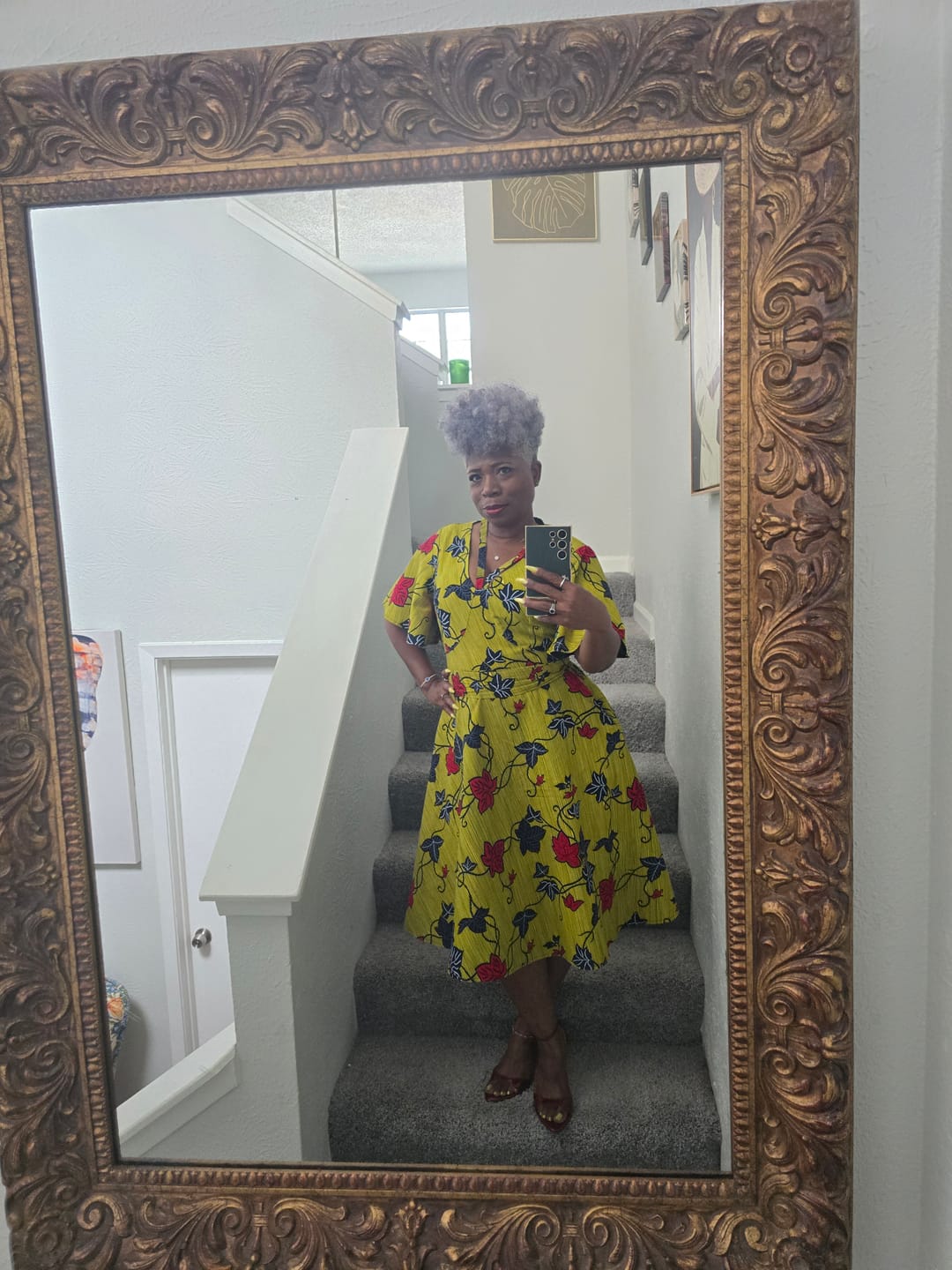 Customer photo review of TOSIN AFRICAN PRINT FLUTTER SLEEVE DRESS----FINAL SALE