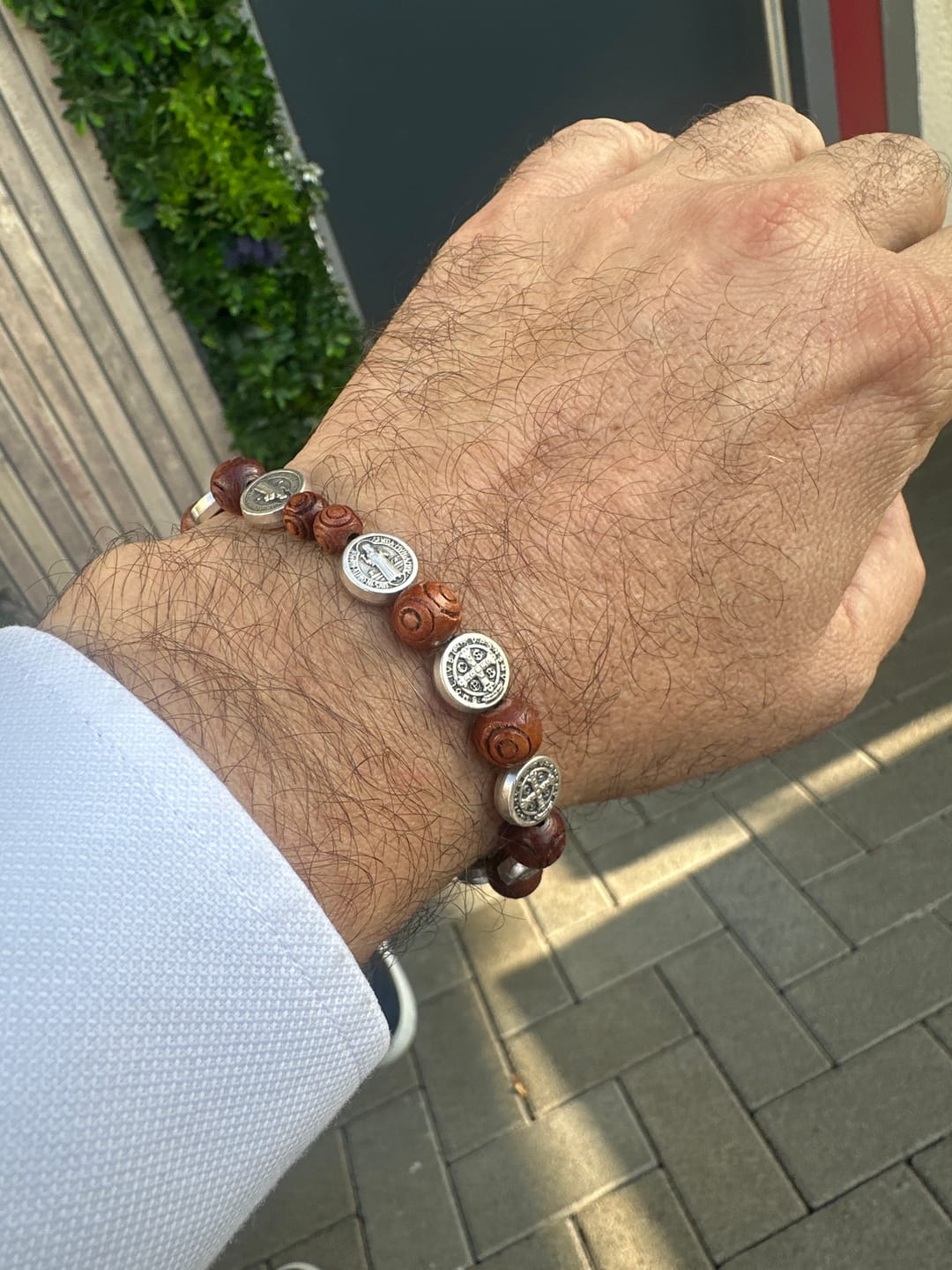Customer photo review of St. Benedict Wooden Bracelet  - Medalla San Benito - Blessed