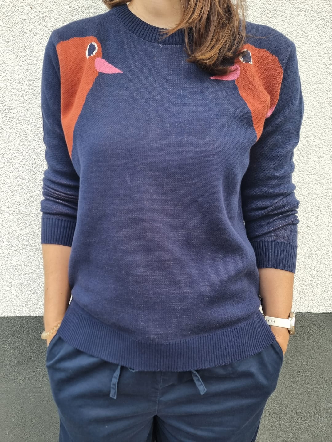 Customer photo review of Pullover - Danepearly Cotton Sweater Dark Navy BIRD