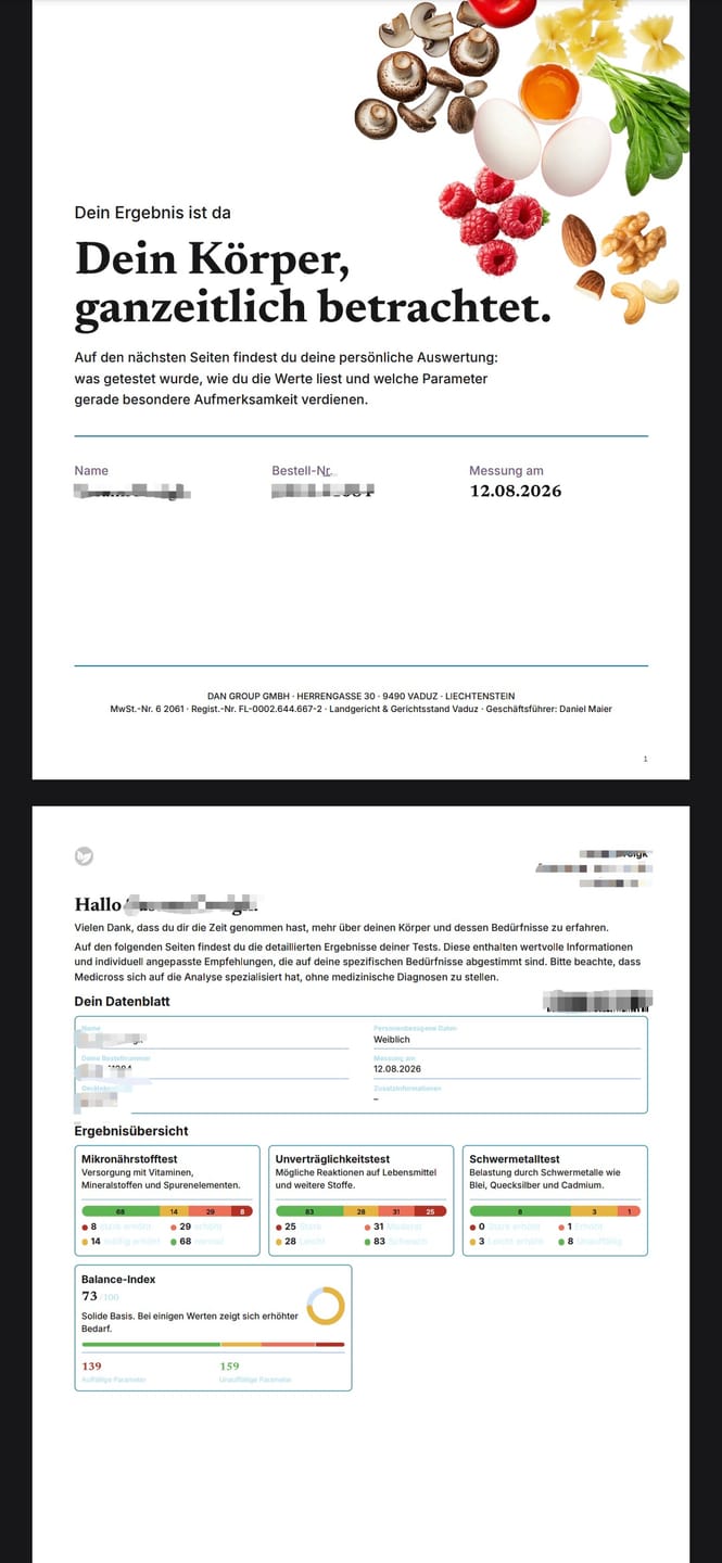 Customer photo review of Sparkombi: Mikronährstoffe & Unverträglichkeit Haaranalyse