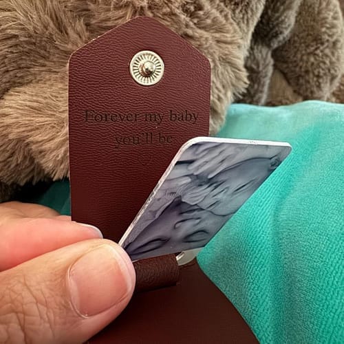 Customer photo review of Custom Leather Photo Keychain