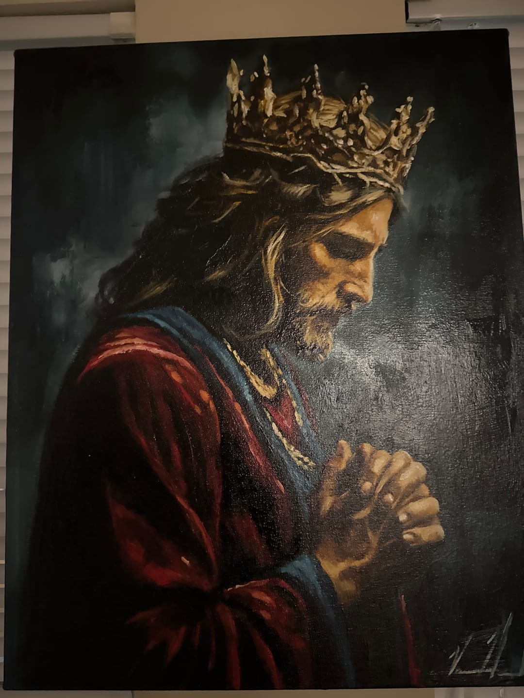 Customer photo review of Prayers of Our King - 16”x20” Original Oil Painting