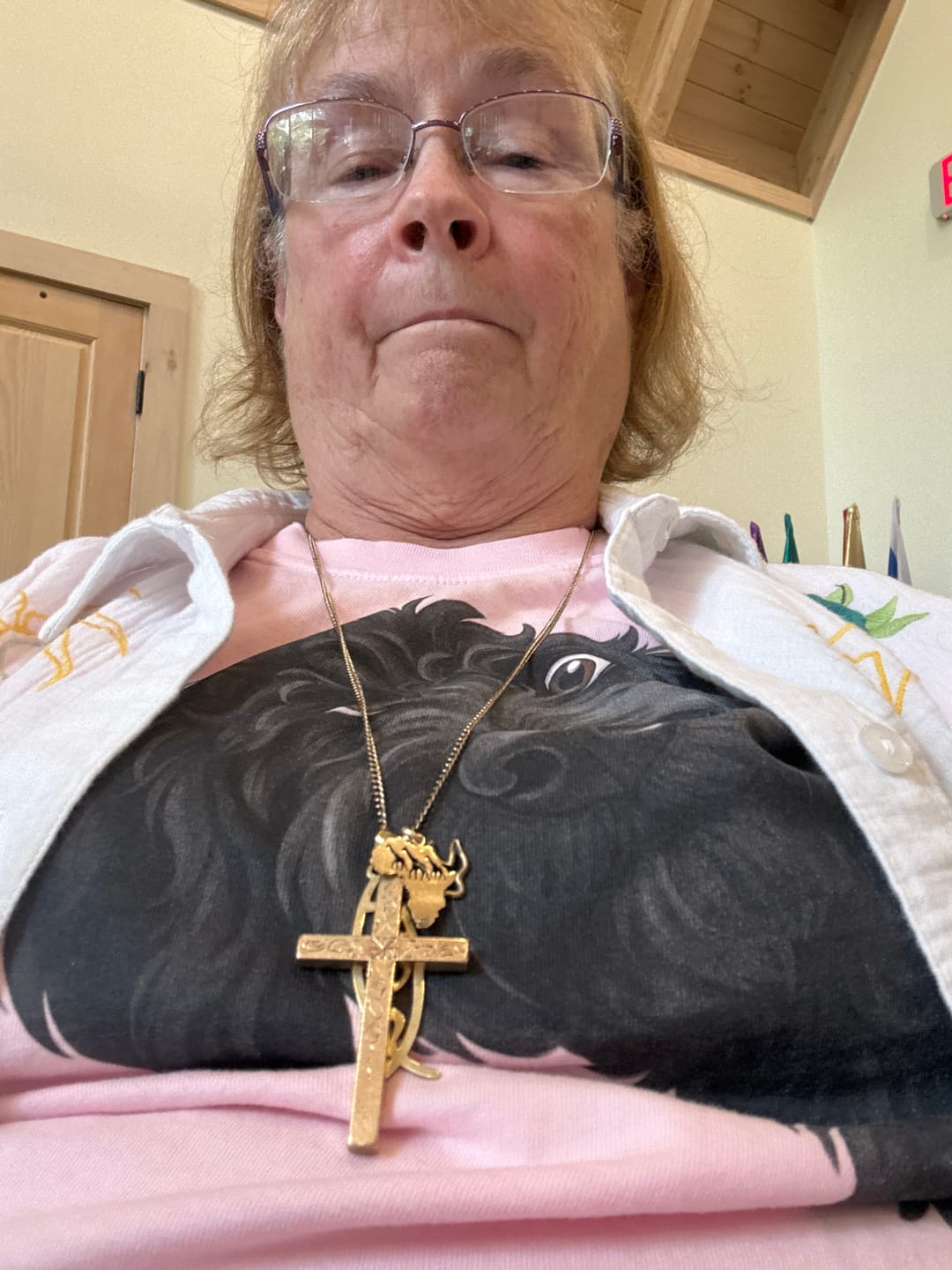 Customer photo review of Funny Peeking Black Goldendoodle Signature T-Shirt