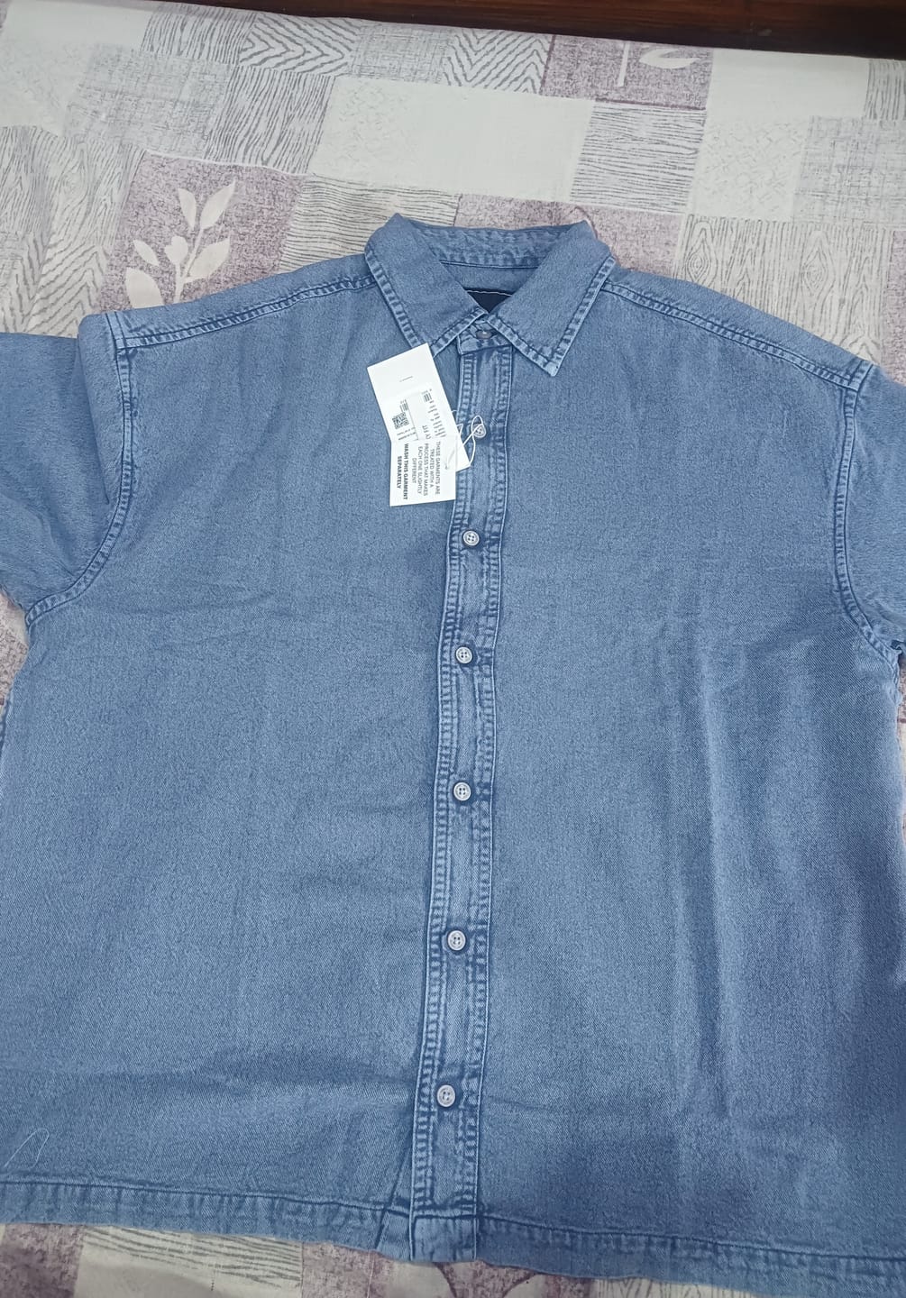 Customer photo review of Blue Overdyed Twill Shirt 100% Cotton