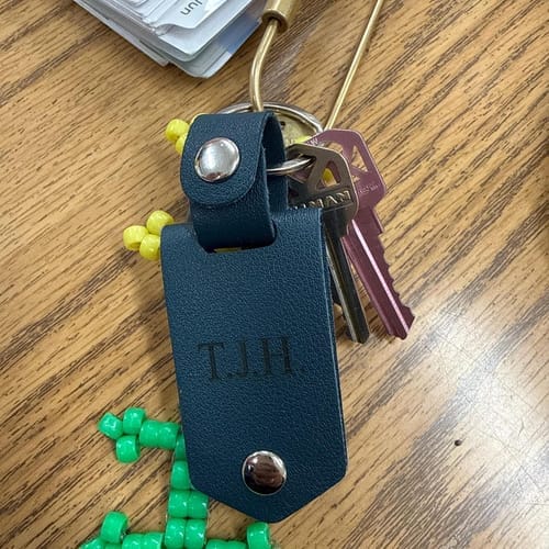 Customer photo review of Custom Leather Photo Keychain