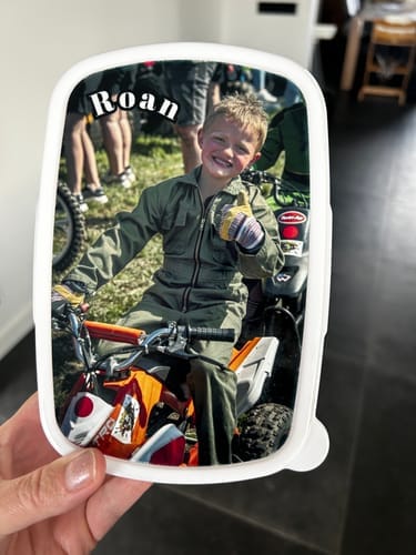 Customer photo review of Broodtrommel / Lunchbox Blauw voor sublimatie