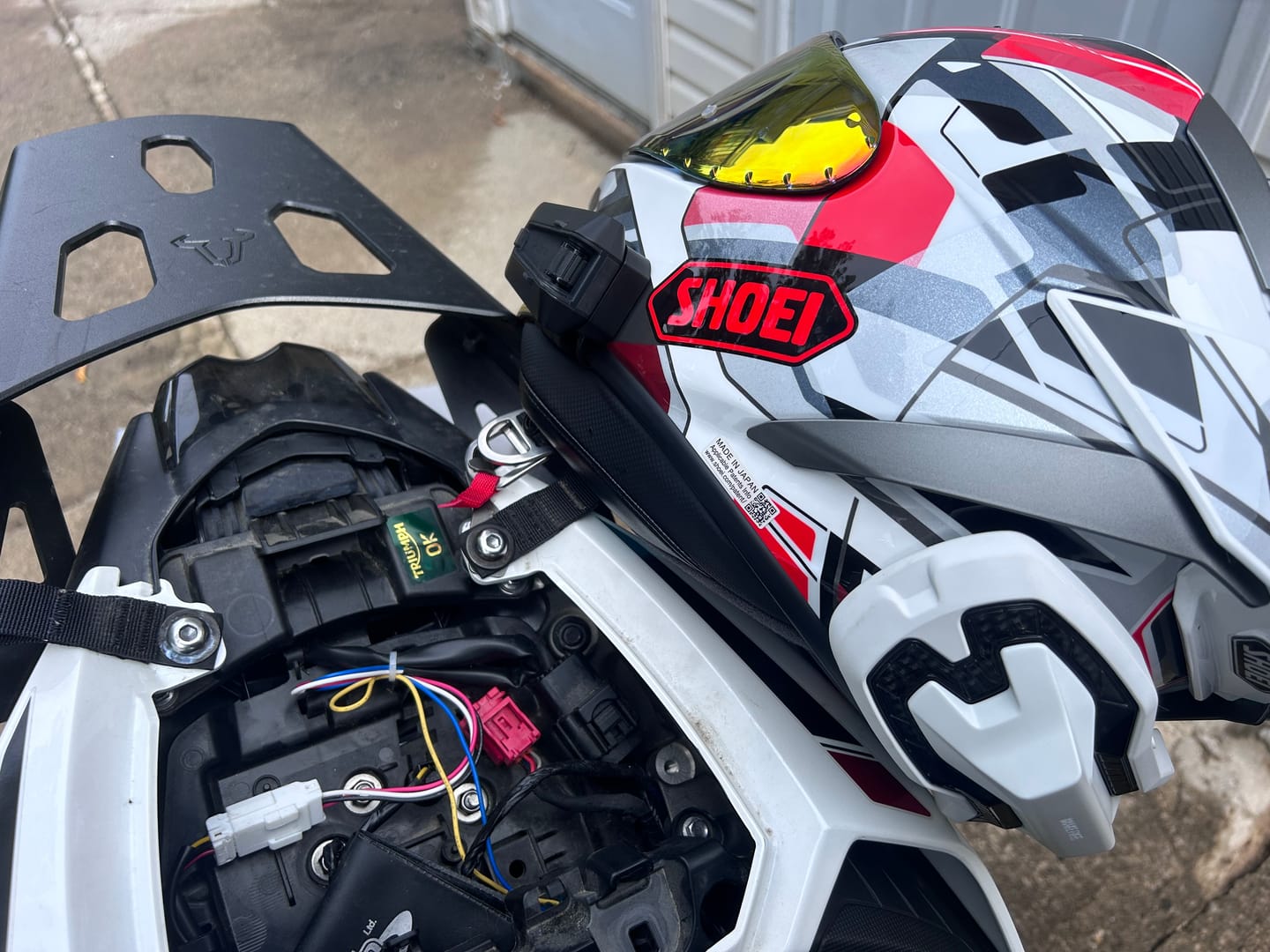Customer photo review of Triumph Street Triple Helmet Hook (lock)