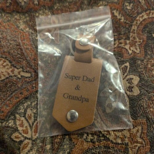 Customer photo review of Custom Leather Photo Keychain