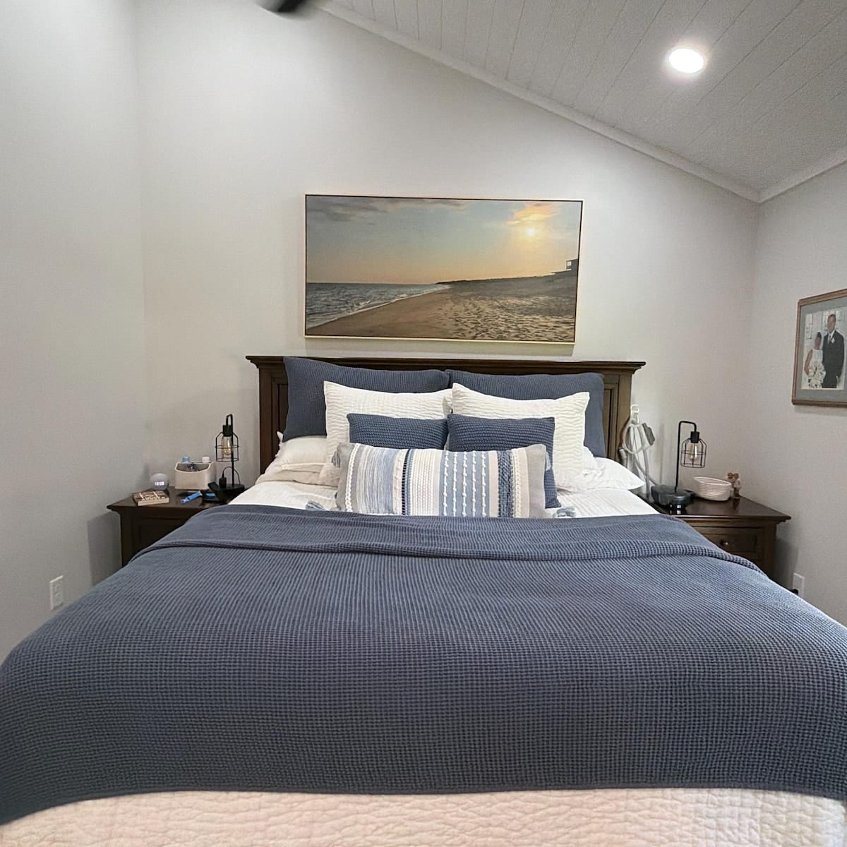Customer photo review of Signature Handmade Coastal Blue Woven Long Lumbar Pillow Cover 14x36