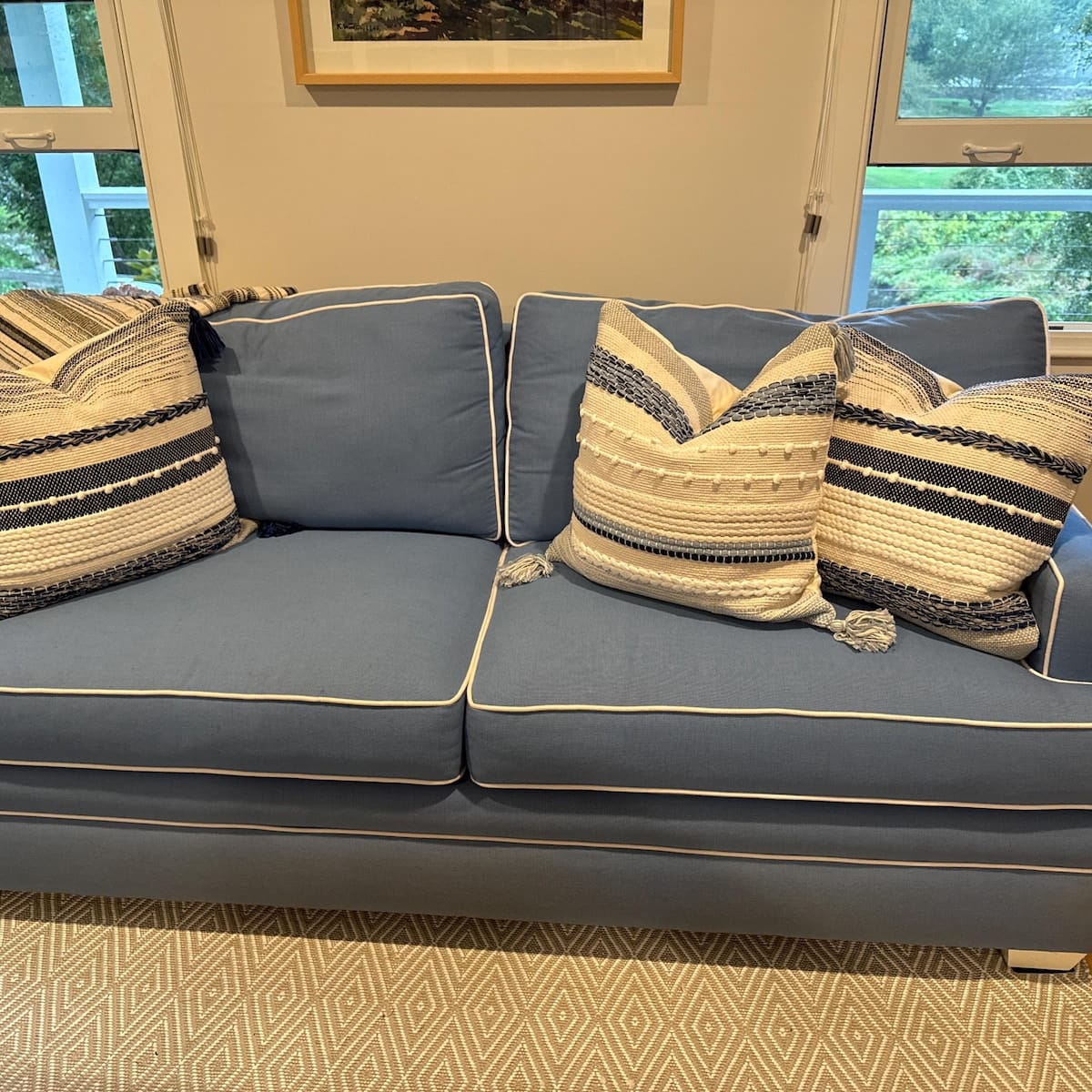 Customer photo review of Signature Handmade Coastal Blue Woven Square Pillow Cover 18x18 20x20 22x22