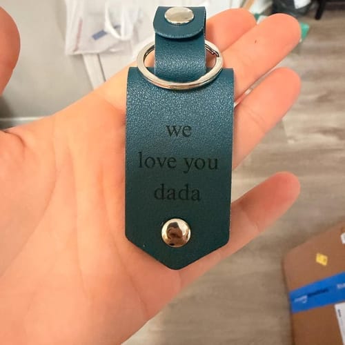 Customer photo review of Custom Leather Photo Keychain