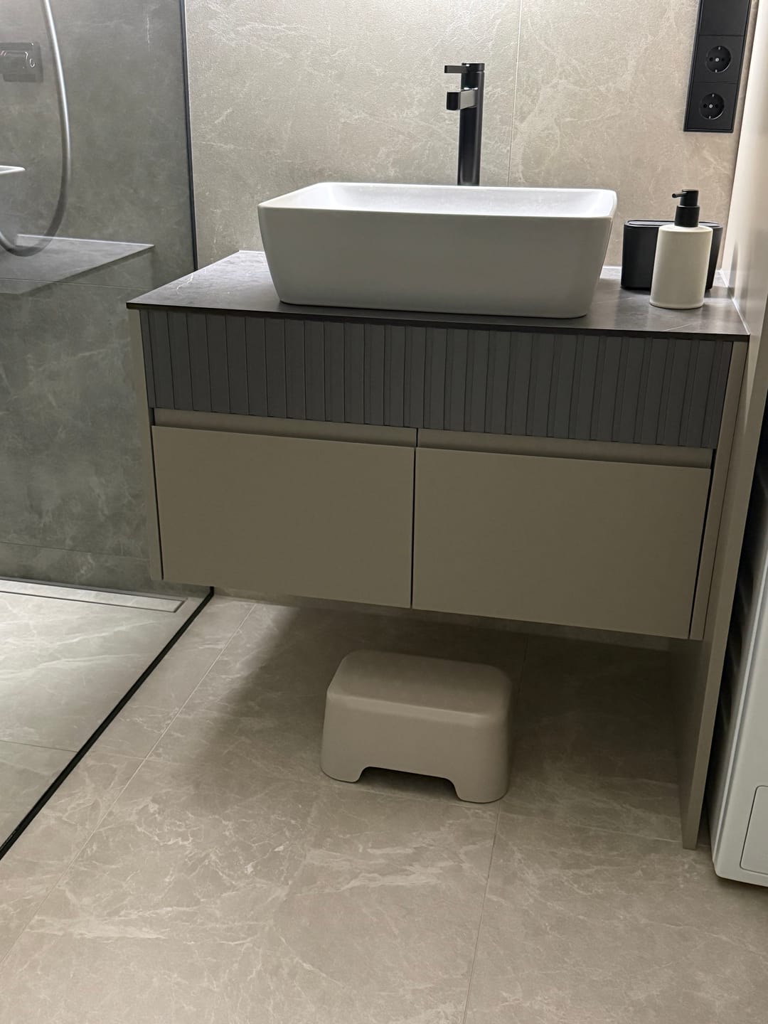 Customer photo review of Kids Step Stool - Stone