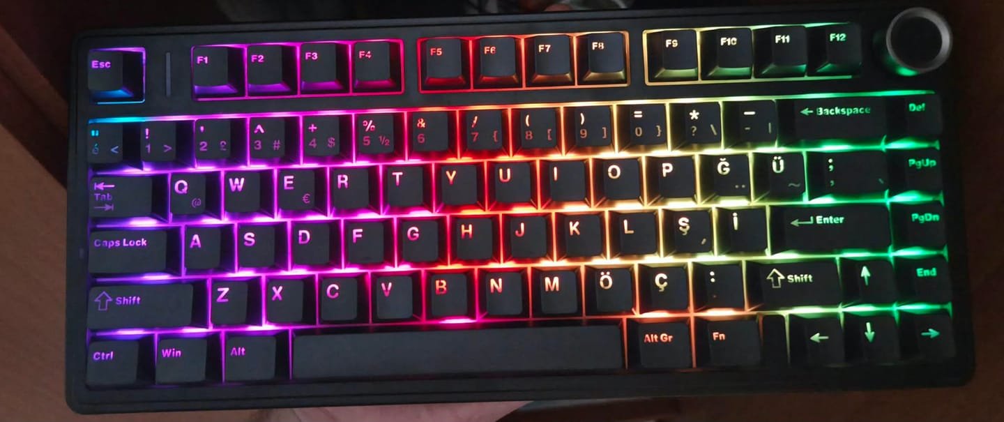 Customer photo review of Wraith Işık Geçirgen Çift Enjeksiyonlu PBT Türkçe Tuş Takımı