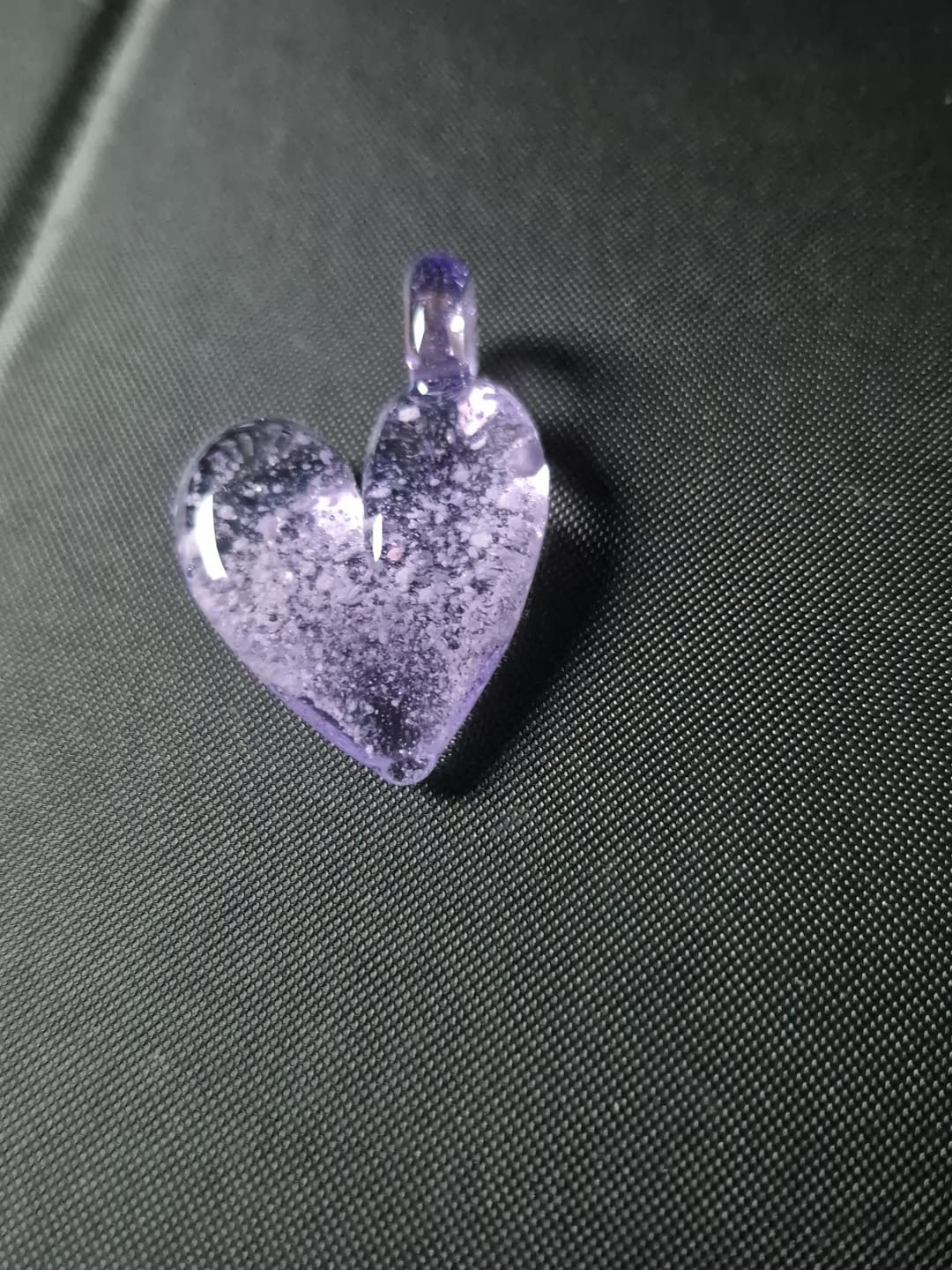 Customer photo review of Translucent Heart Pendant with Cremation Ashes
