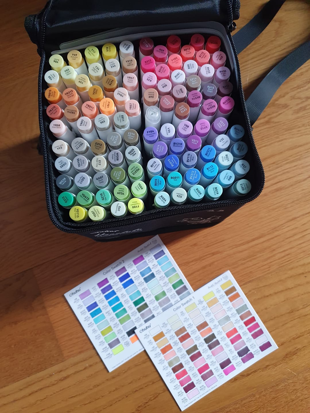Customer photo review of Ohuhu Honolulu 104 Colors Dual Tips Alcohol Art Markers (New Color Codes)