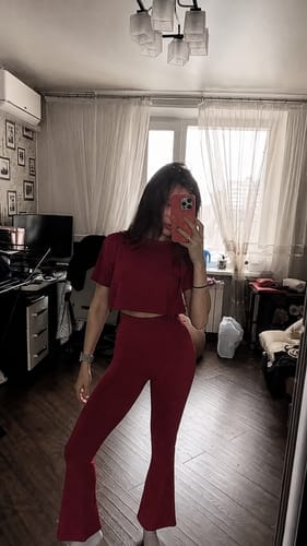 Customer photo review of Women’s Boxy Top & Flare Pants Set – Boxy Flare
