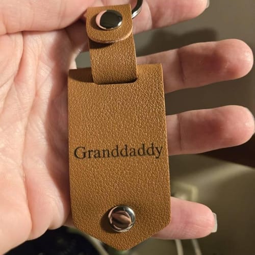 Customer photo review of Custom Leather Photo Keychain