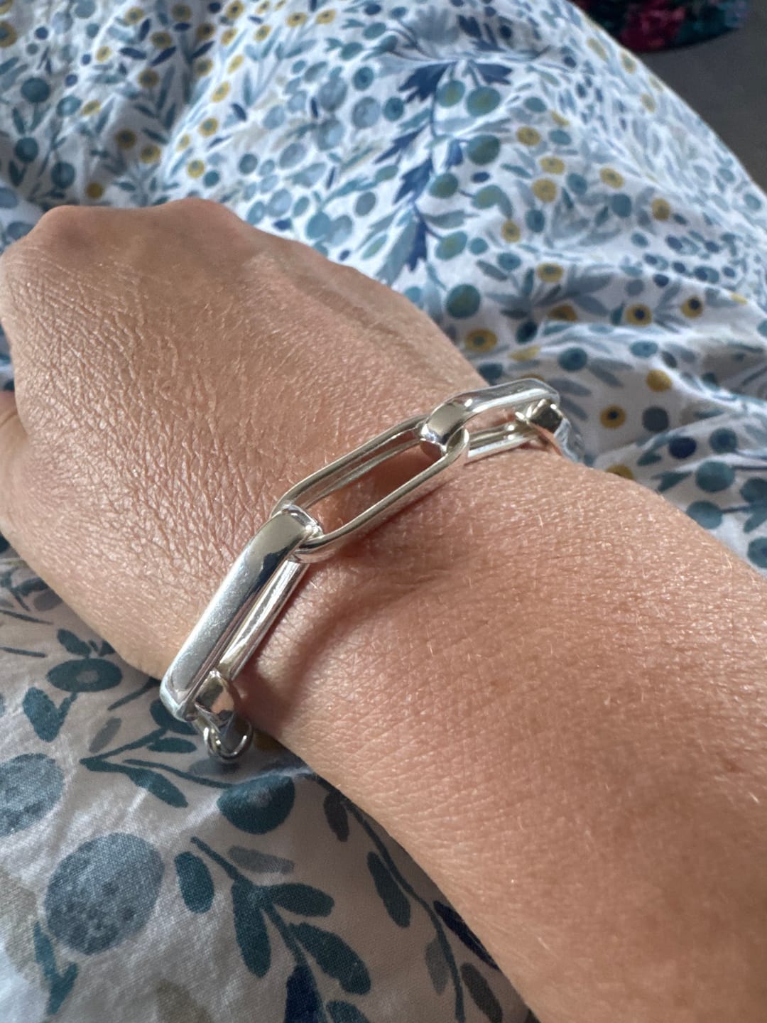 Customer photo review of Essential Paperclip Silver Bracelet