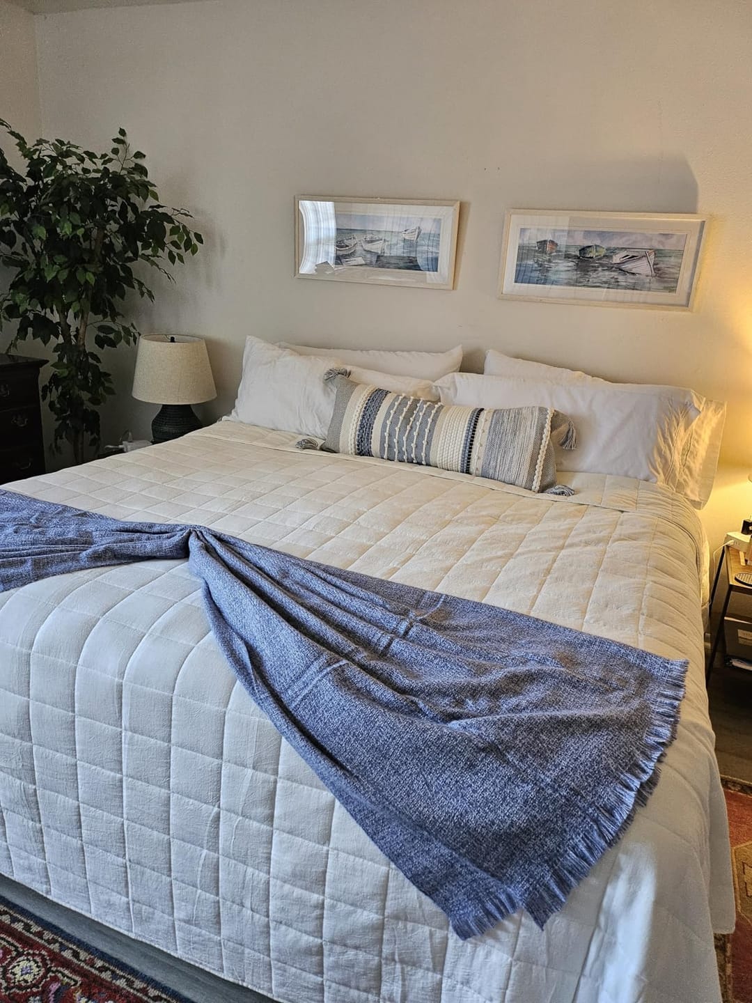 Customer photo review of Signature Handmade Coastal Blue Woven Long Lumbar Pillow Cover 14x36