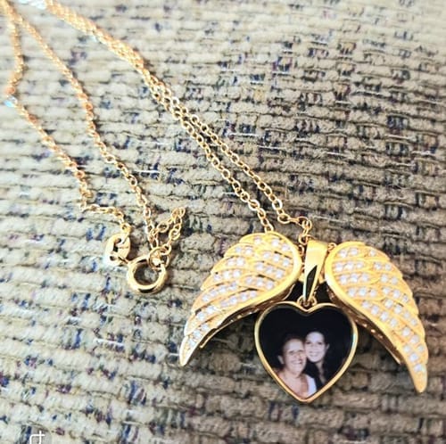 Customer photo review of Custom Angel Photo Locket Necklace
