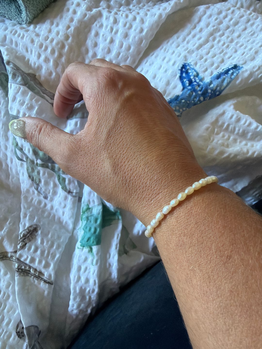 Customer photo review of »Ich bin perfekt unperfekt« Blockadenlöser-Armband aus echten Süßwasserperlen und abgebrochenem Stern