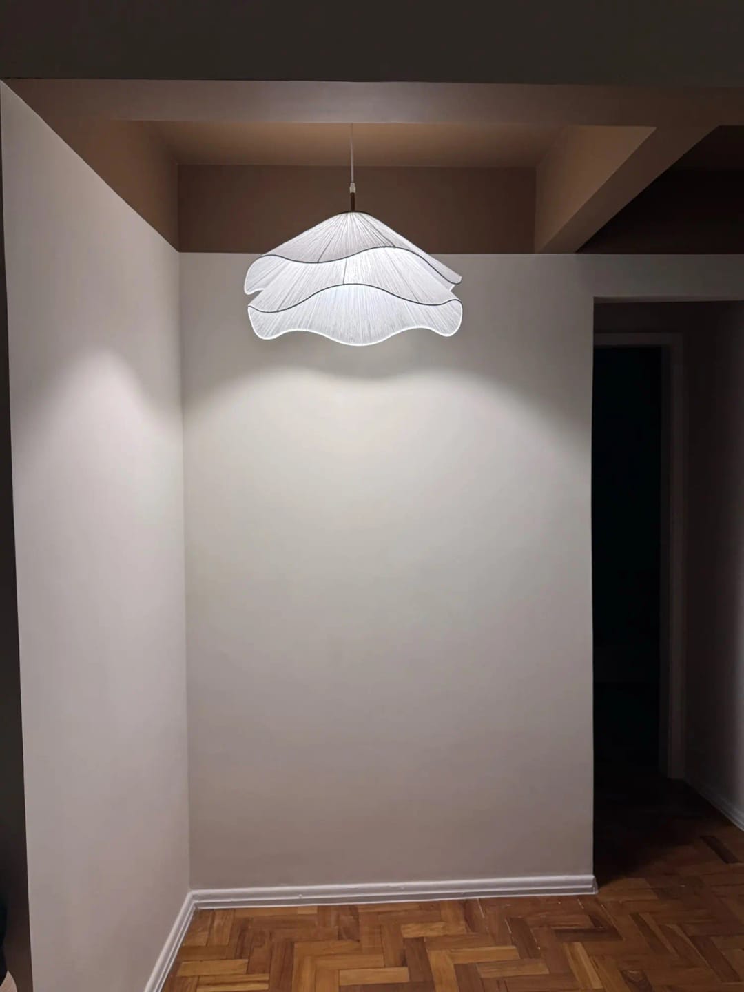Customer photo review of Art Decor Flower Pendant Light Fabric Lamp for Living Room Kids Room Dining Room Hanging Light Indoor Lighting