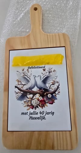 Customer photo review of Houten Kaasplank Rechthoek met Keramische Tegel voor sublimatie