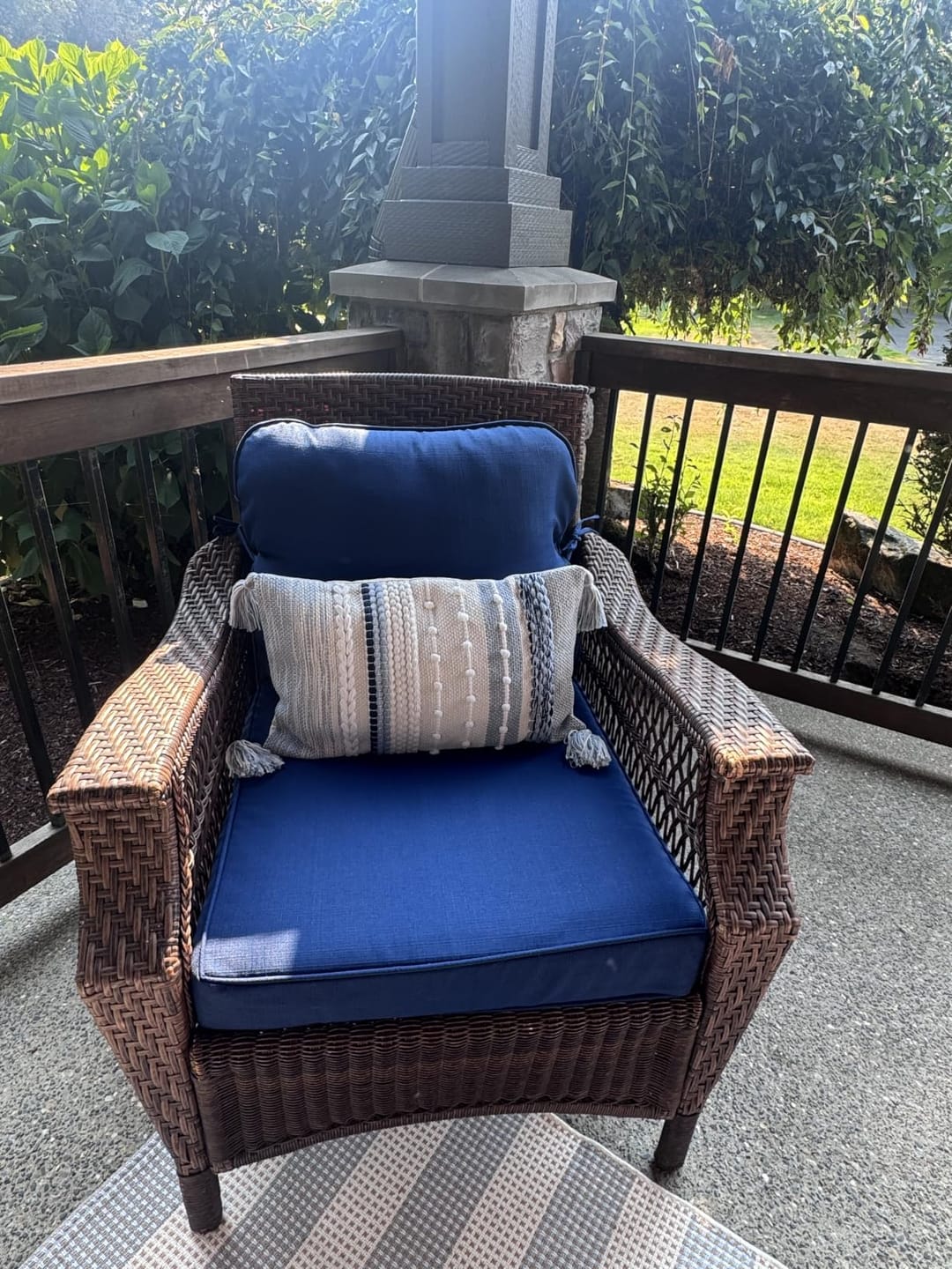 Customer photo review of Signature Handmade Coastal Blue Woven Lumbar Pillow Cover 12x20 14x24
