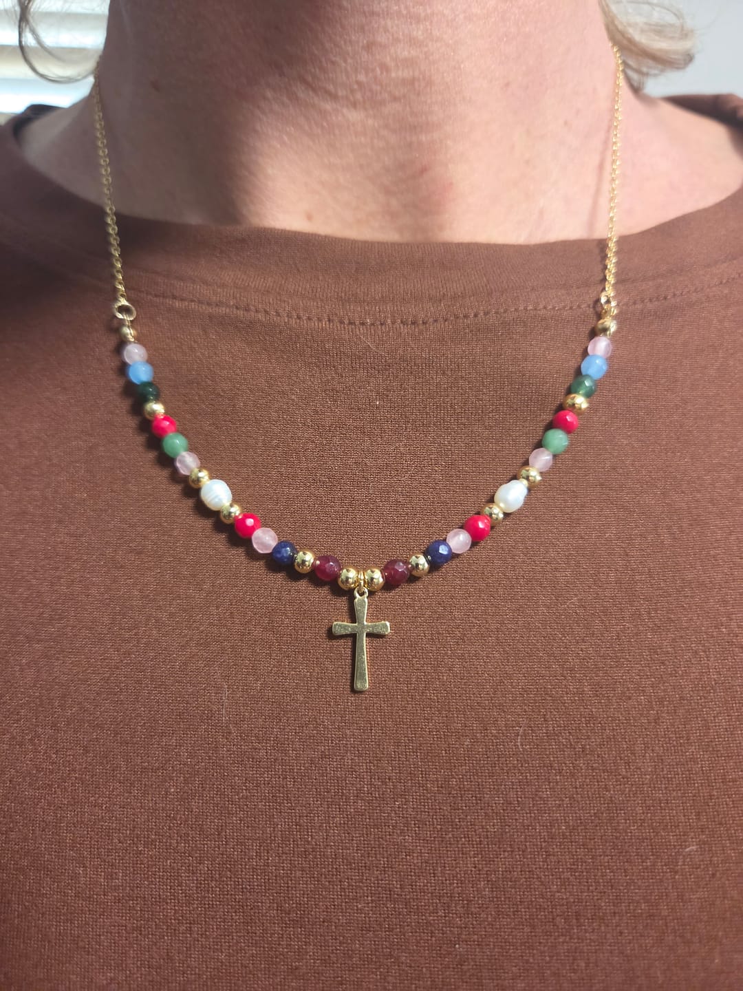 Customer photo review of FREE Today: Enamel Floral Multi-Colored Zircon Cross Box Chain Necklace: Emblem of Vibrant Heavenly Hope