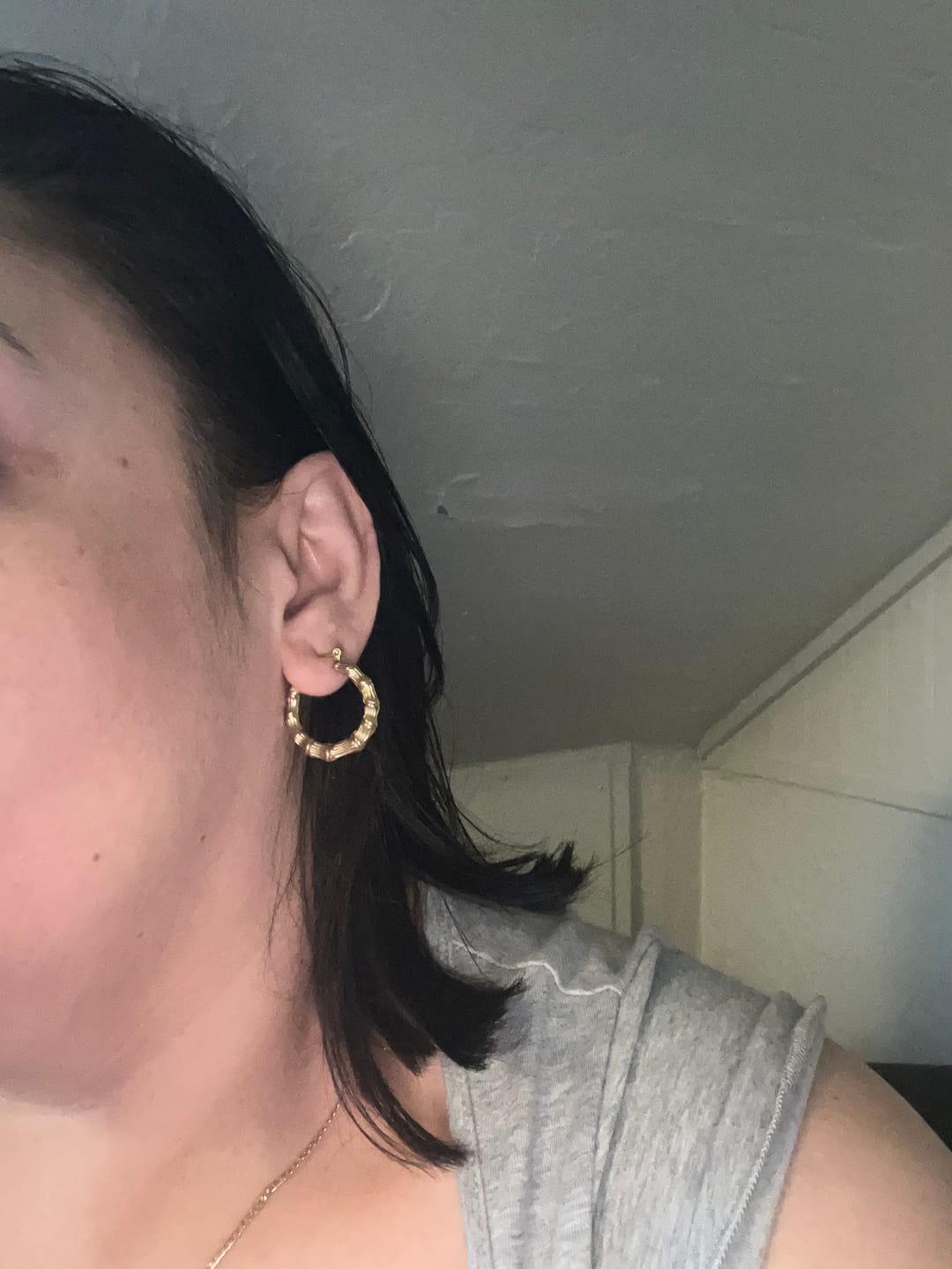 Customer photo review of Bamboo Hoop Earrings