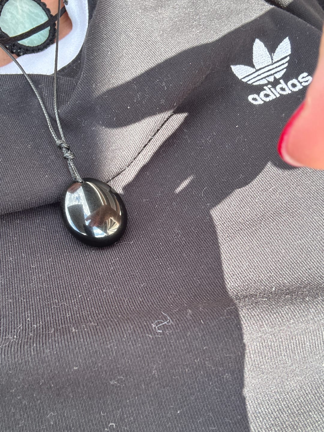 Customer photo review of Obsidian Halskette - Naturkette Tropfenform