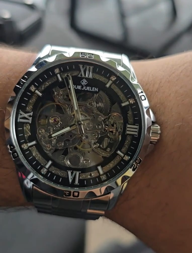 Customer photo review of Louis Juelen Luxury Skeleton Automatic Mechanical Watch for Men
