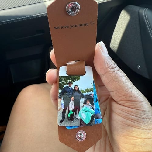 Customer photo review of Custom Leather Photo Keychain