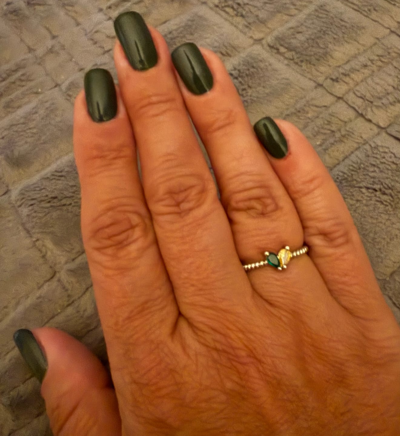 Customer photo review of Custom Tiny Heart Birthstone Adjustable Ring