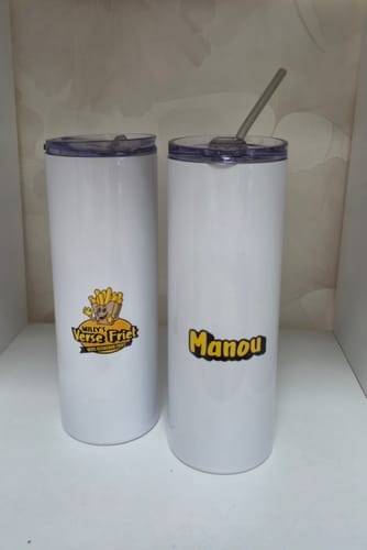 Customer photo review of RVS Tumbler 600ml (20oz) – Witte Sublimatiebeker met Deksel