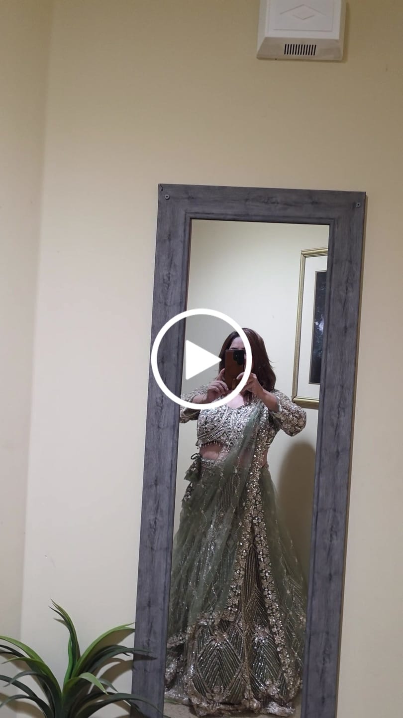 Customer video review of Olive Gold Embroidered Lehenga Set