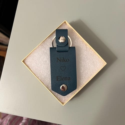 Customer photo review of Custom Leather Photo Keychain
