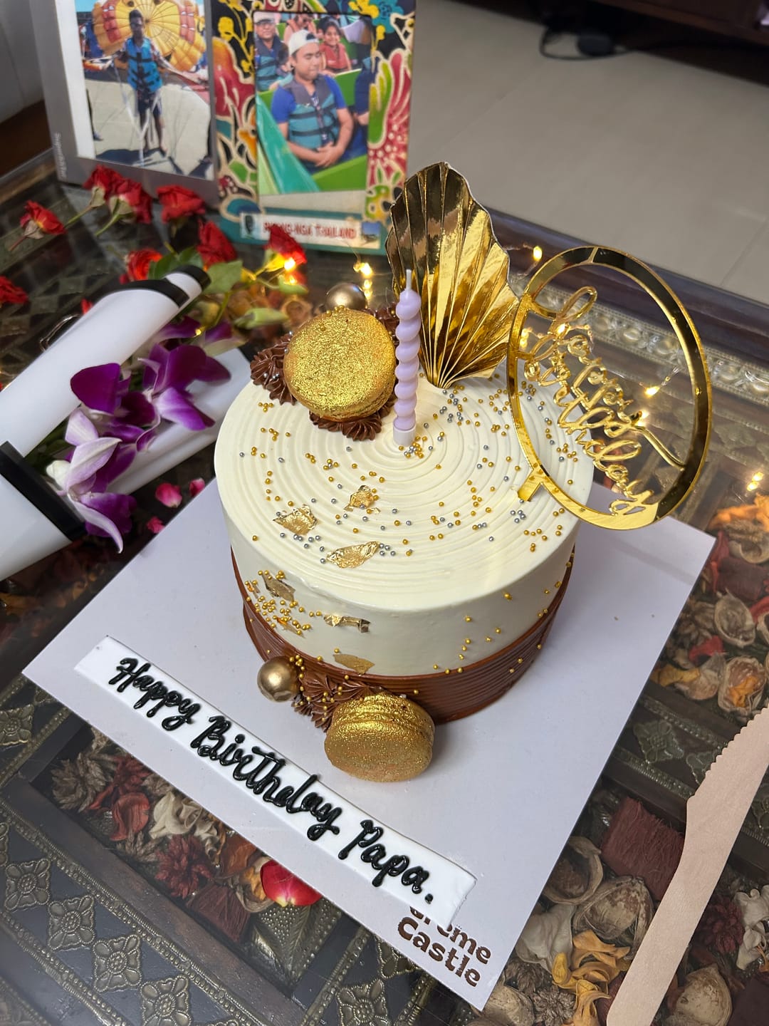Customer photo review of Golden cake for boyfriend birthday