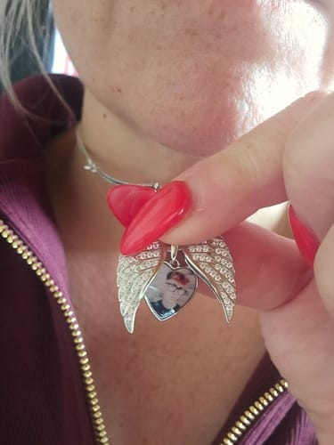 Customer photo review of Custom Angel Photo Locket Necklace