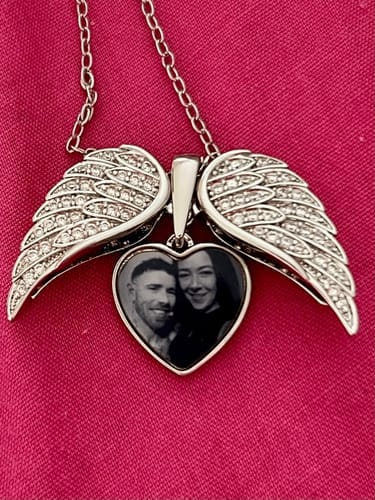 Customer photo review of Custom Angel Photo Locket Necklace