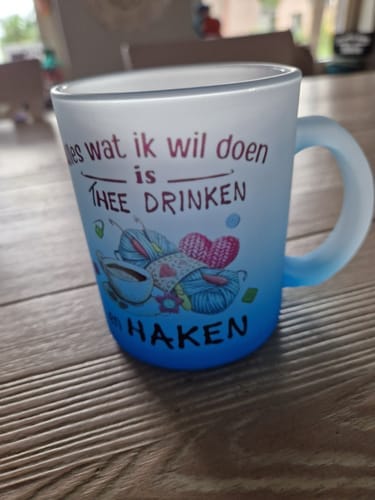 Customer photo review of Glazen mok 330ml Frosted Gradient blauw voor sublimatie