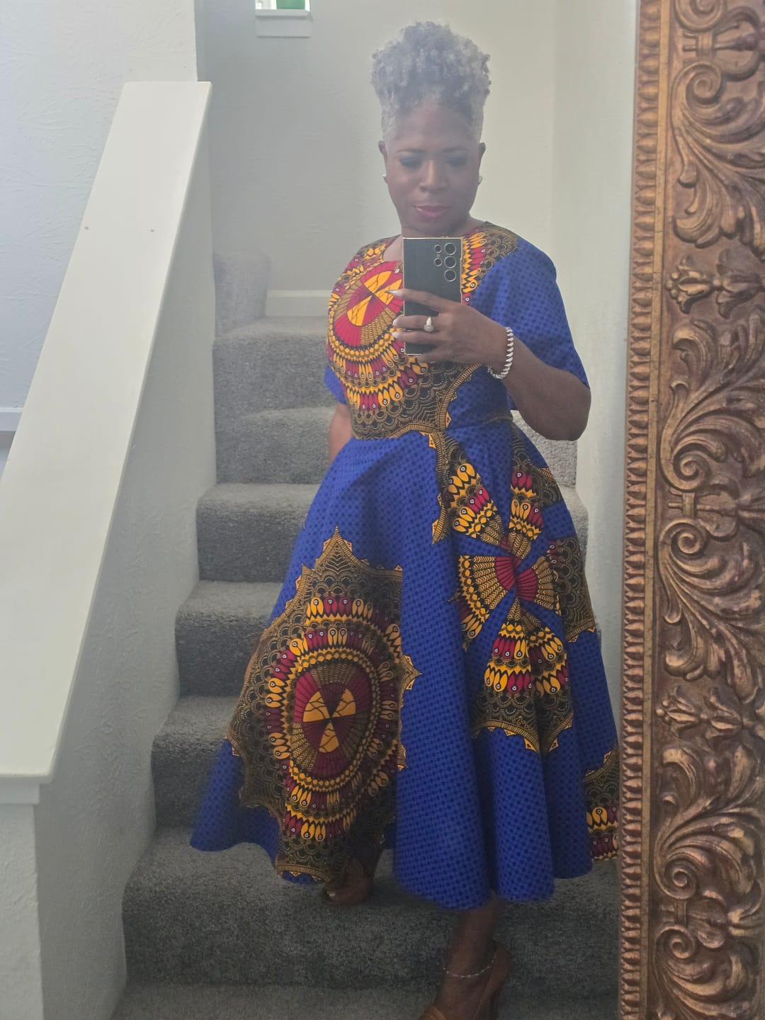 Customer photo review of MARIAMA AFRICAN PRINT MIDI DRESS [BLUE]