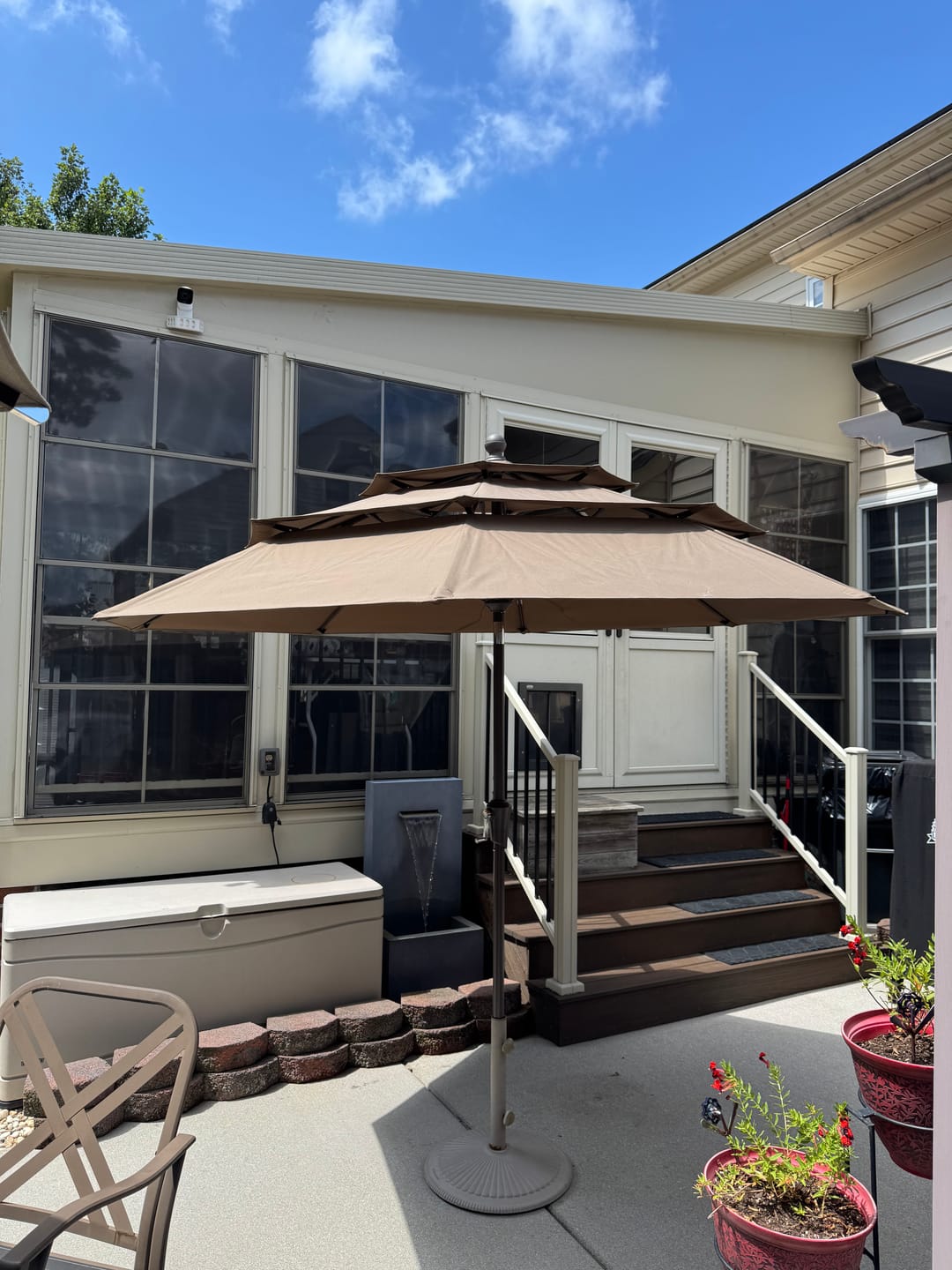 Customer photo review of ABCCANOPY 9FT 3 Tiers Patio Umbrella 8 Ribs OLEFIN 5-Year No Fading