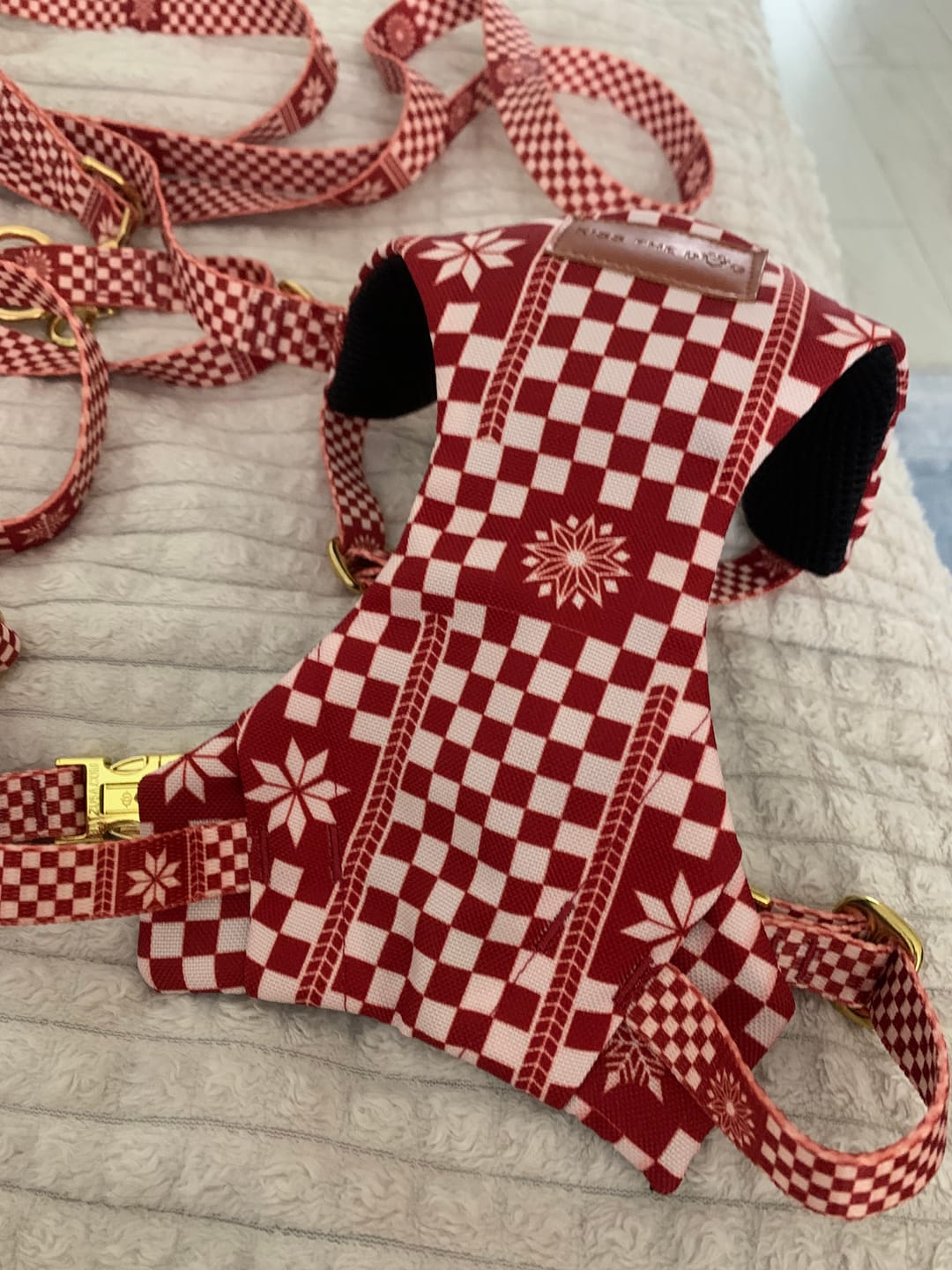 Customer photo review of Szelki bezuciskowe "Cozy Plaid" - złote okucia