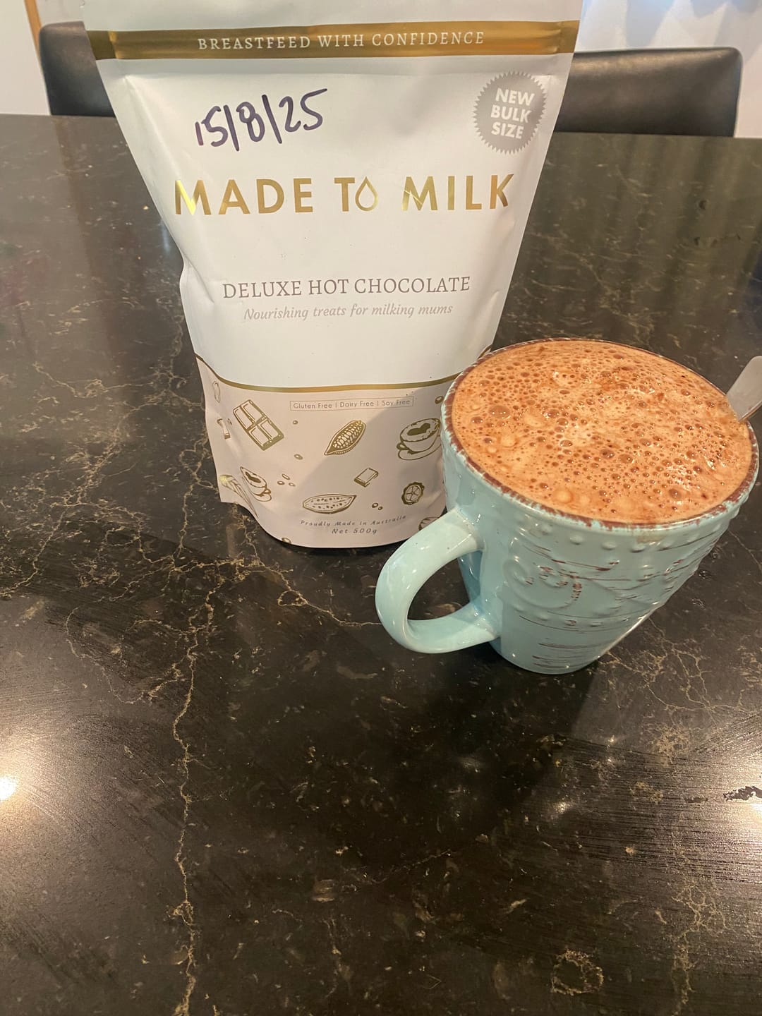 Customer photo review of Deluxe Lactation Hot Chocolate - GF, DF & SF