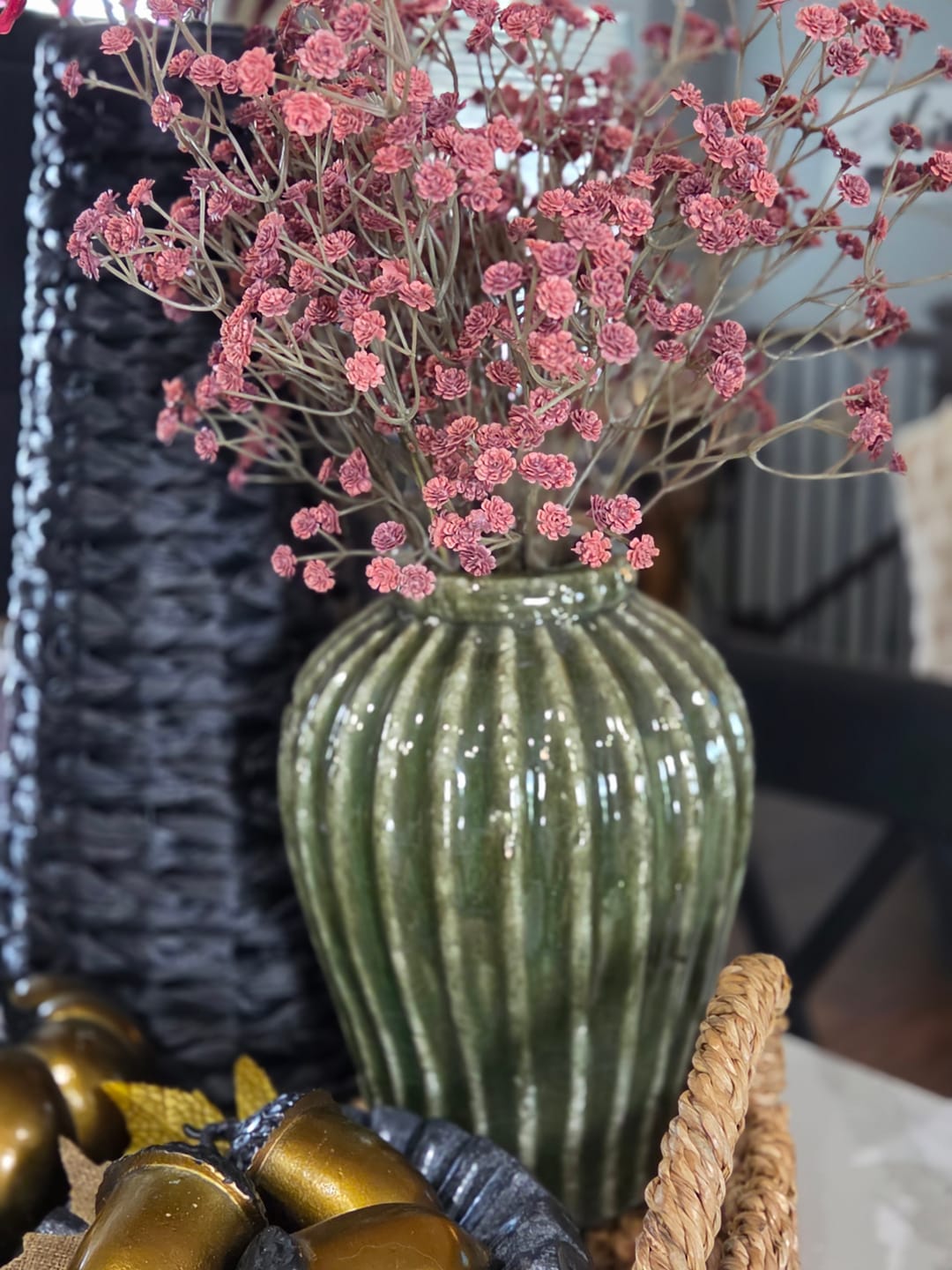 Customer photo review of Green Ribbed Terracotta Aged Vase
