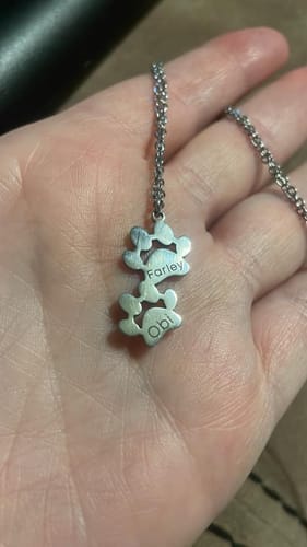 Customer photo review of Custom Paw Name Necklace