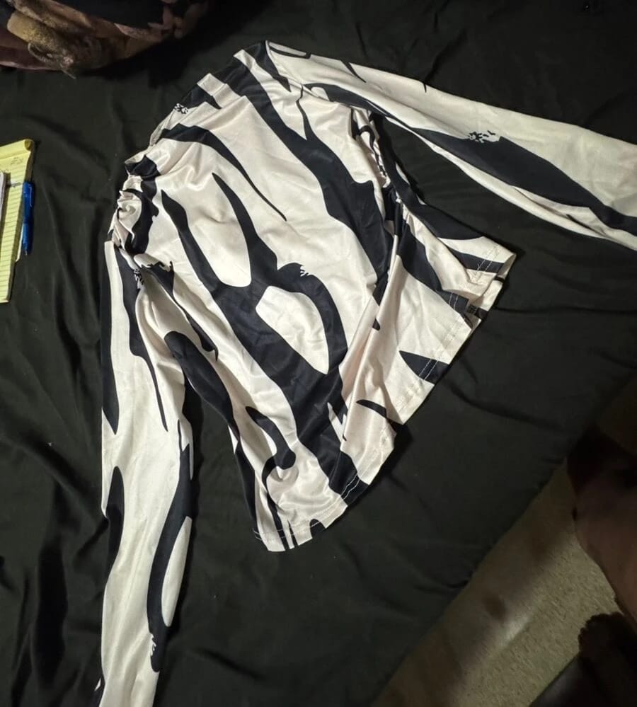 Customer photo review of Ninonine "Sloane" | Abstract Geometric Mock Neck Top
