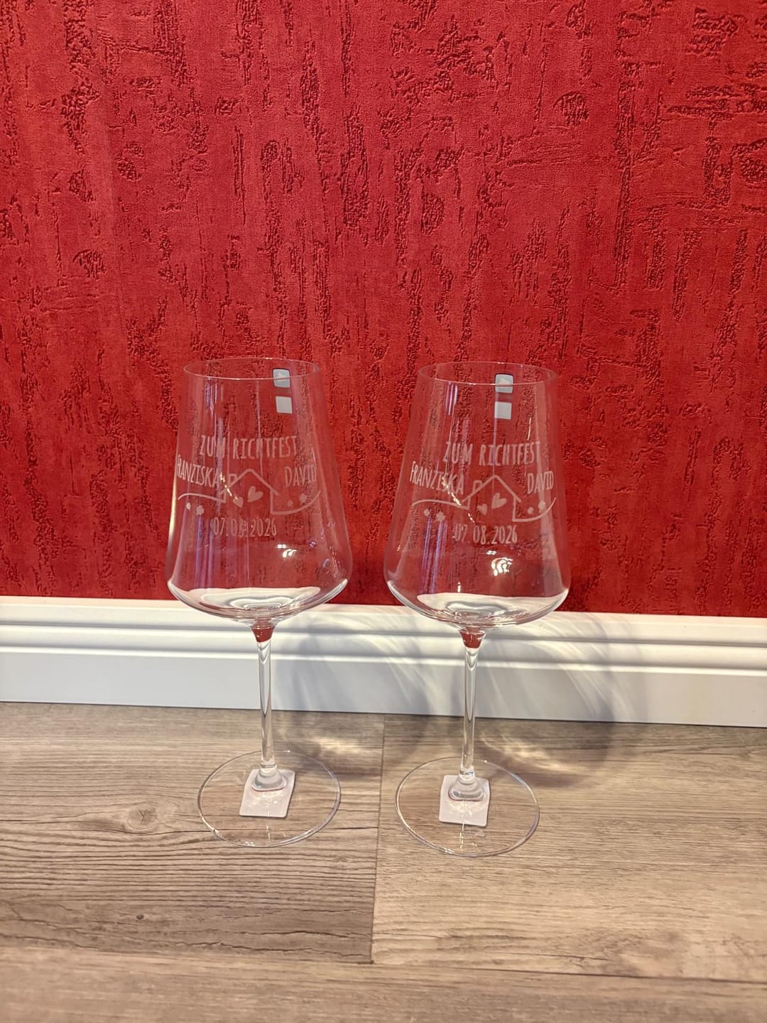 Customer photo review of Leonardo Weingläser mit Gravur "zum Richtfest" im Set