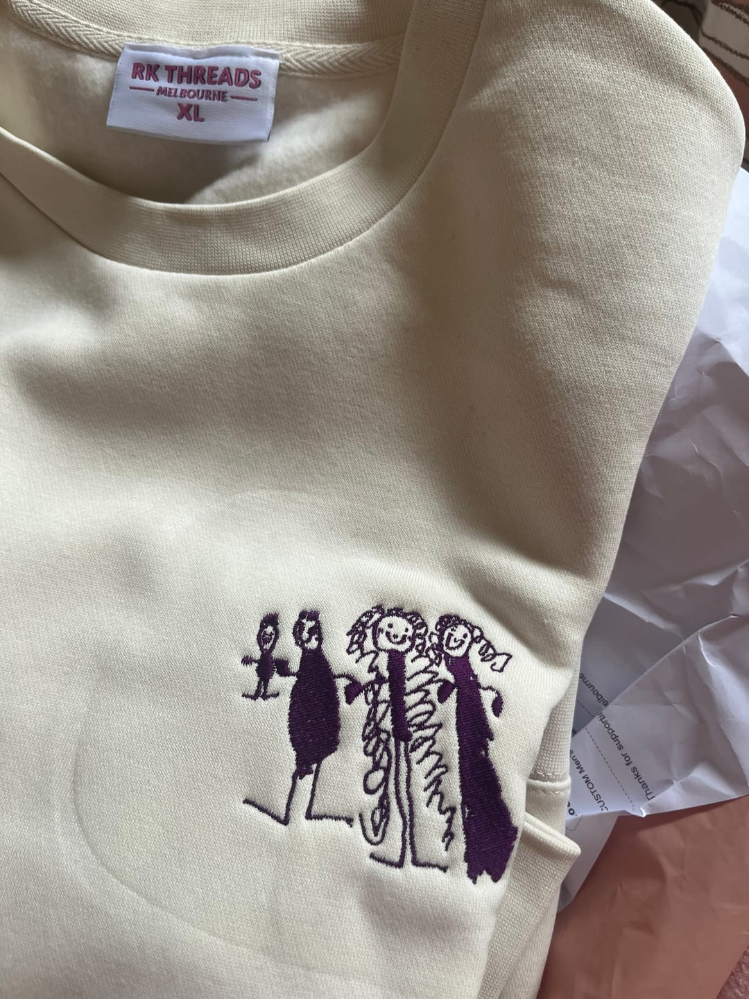 Customer photo review of CUSTOM Men's Kid's Drawing Crewneck